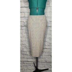 KAELEN Womens Pencil Skirt Beige Black Geometric Midi Stretch Textured Zip M